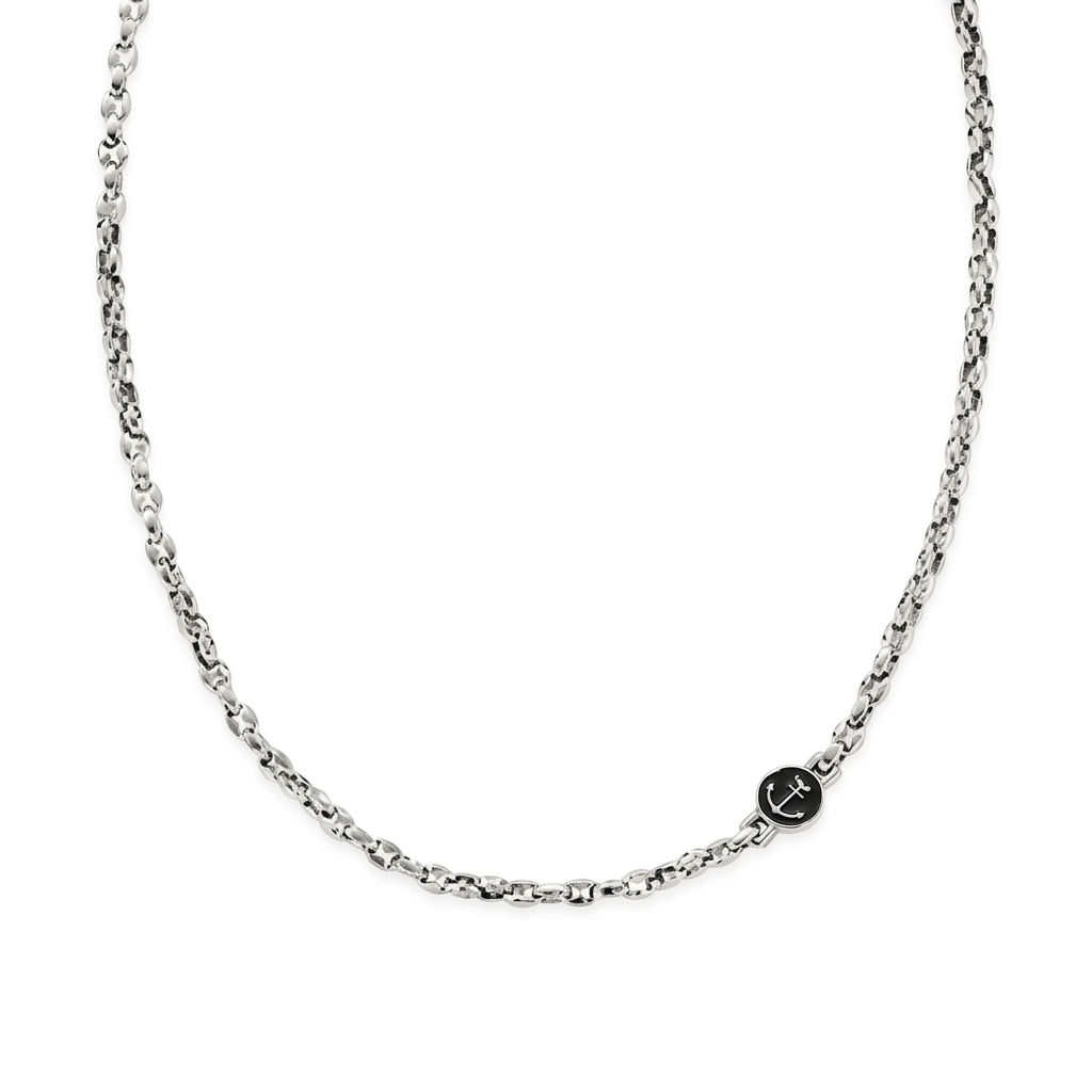 Collana in Acciaio 316L con smalto nero - Acciaio - Lungh. 50 + 5 cm
