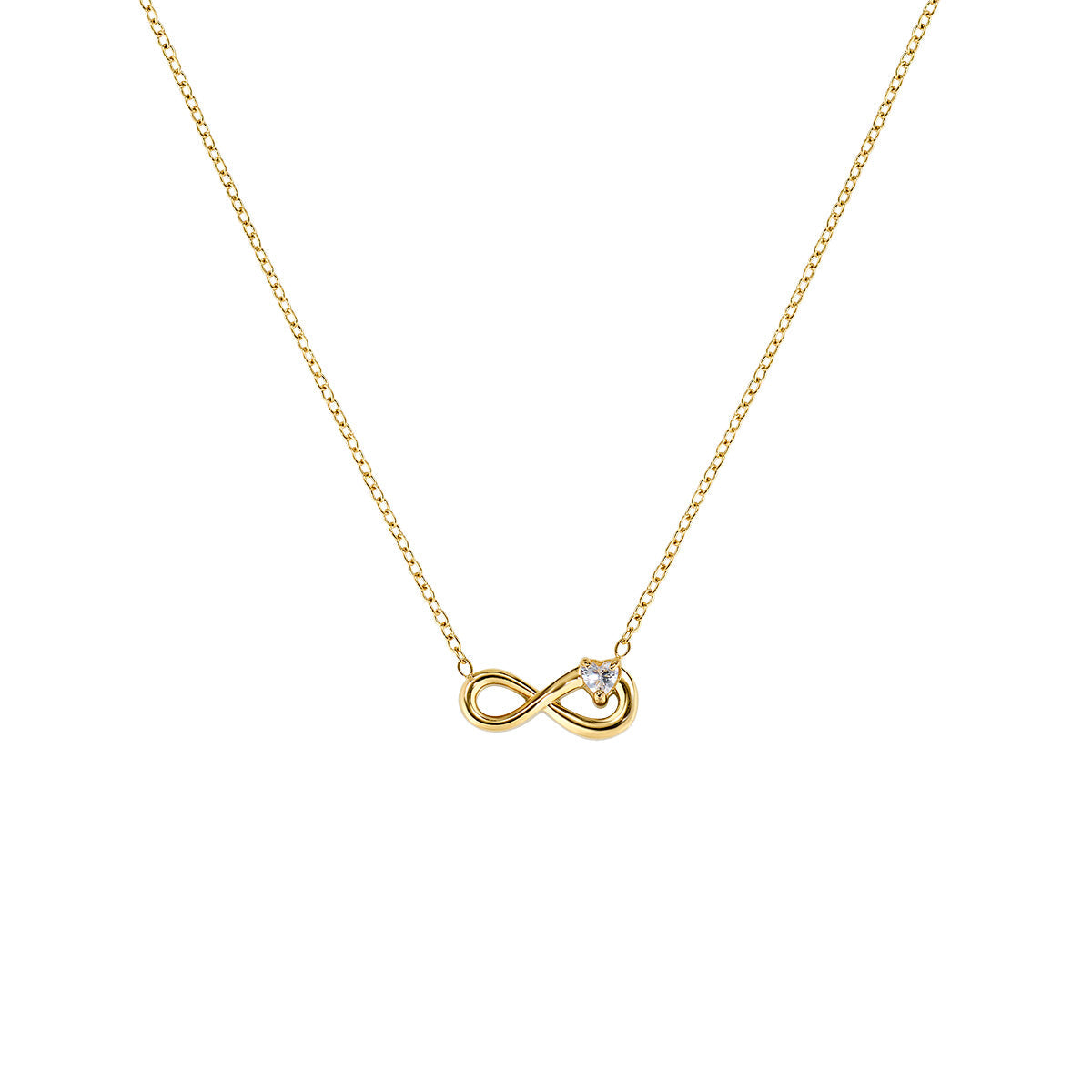 Collana in Acciaio con zirconi bianchi - Oro - Lungh.  40 + 5 cm