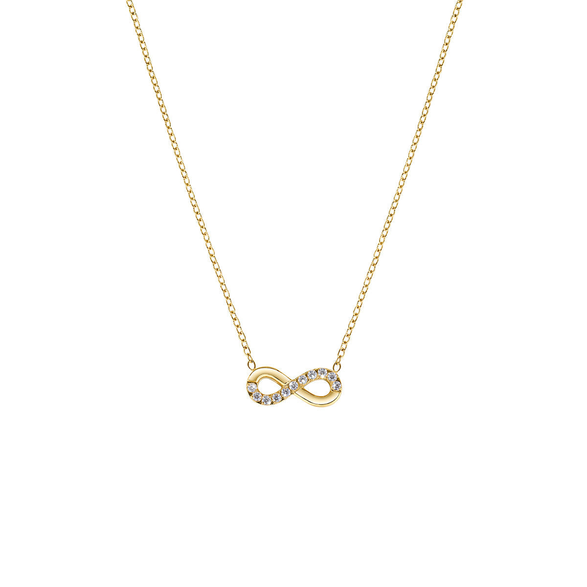 Collana in Acciaio con zirconi bianchi - Oro - Lungh.  40 + 5 cm