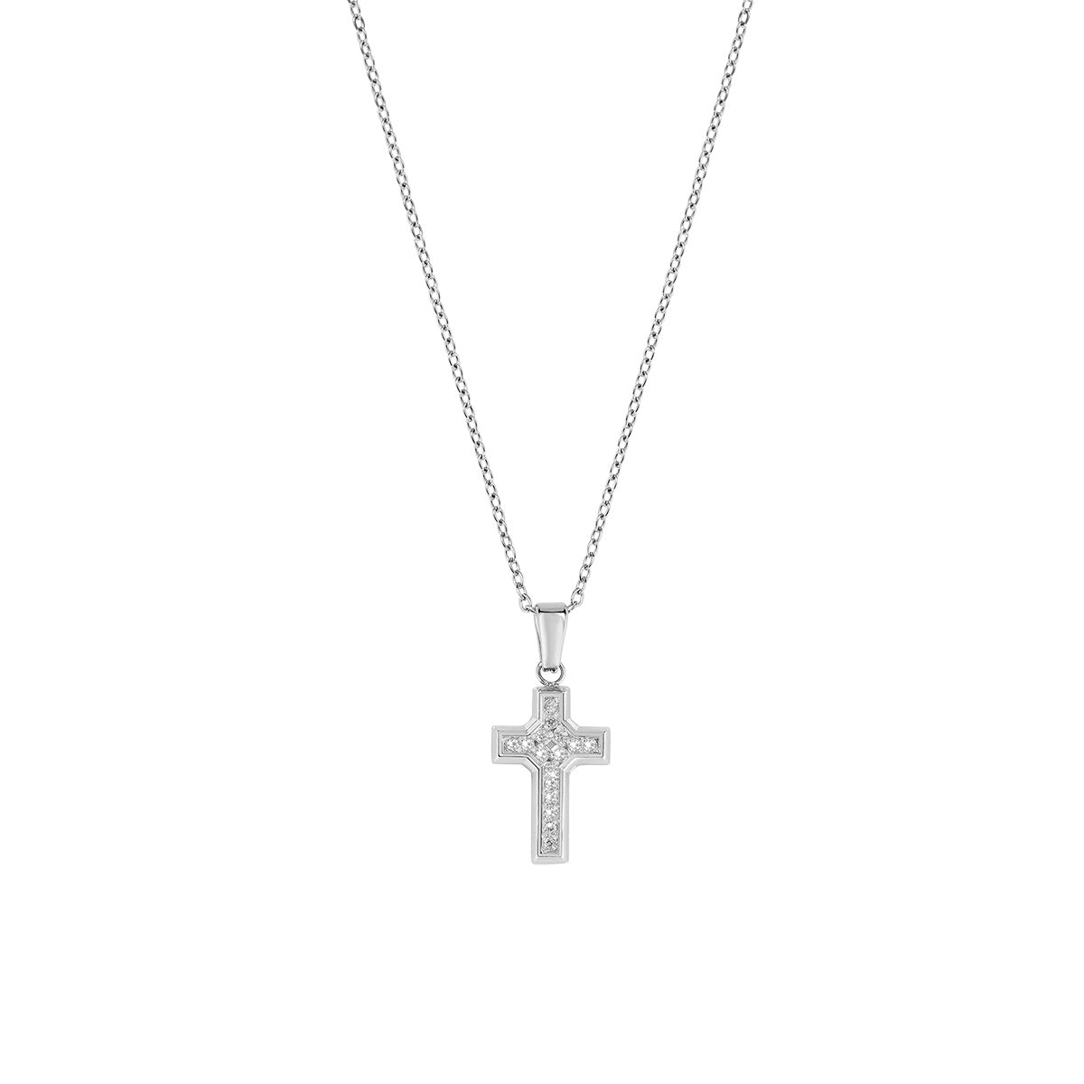 Collana in Acciaio con zirconi bianchi - Acciaio - Lungh.  40 + 5 cm