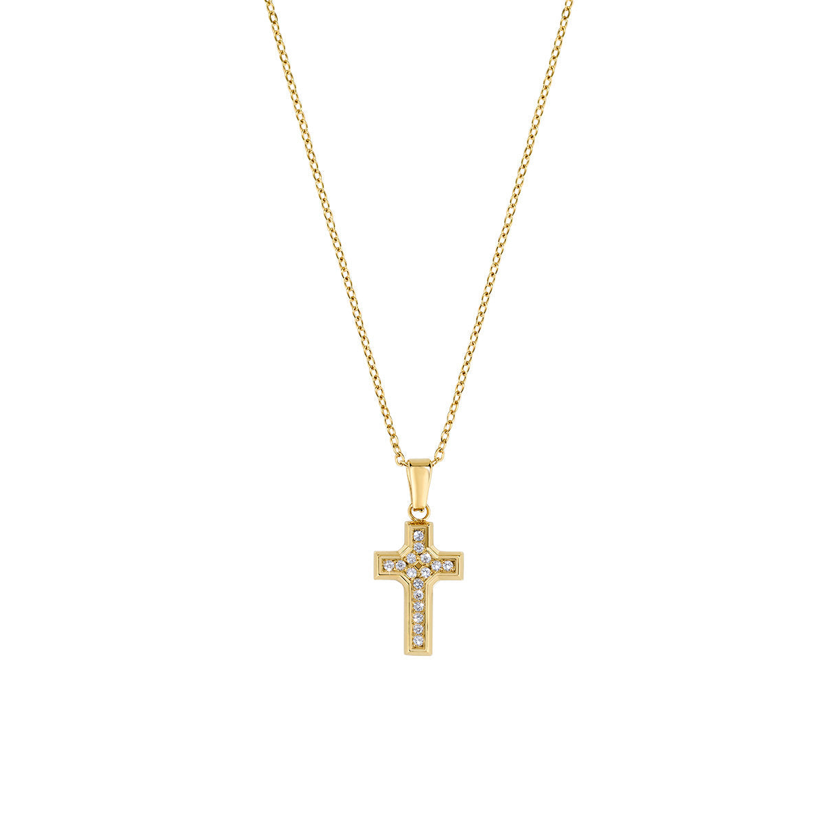 Collana in Acciaio con zirconi bianchi - Oro - Lungh.  40 + 5 cm