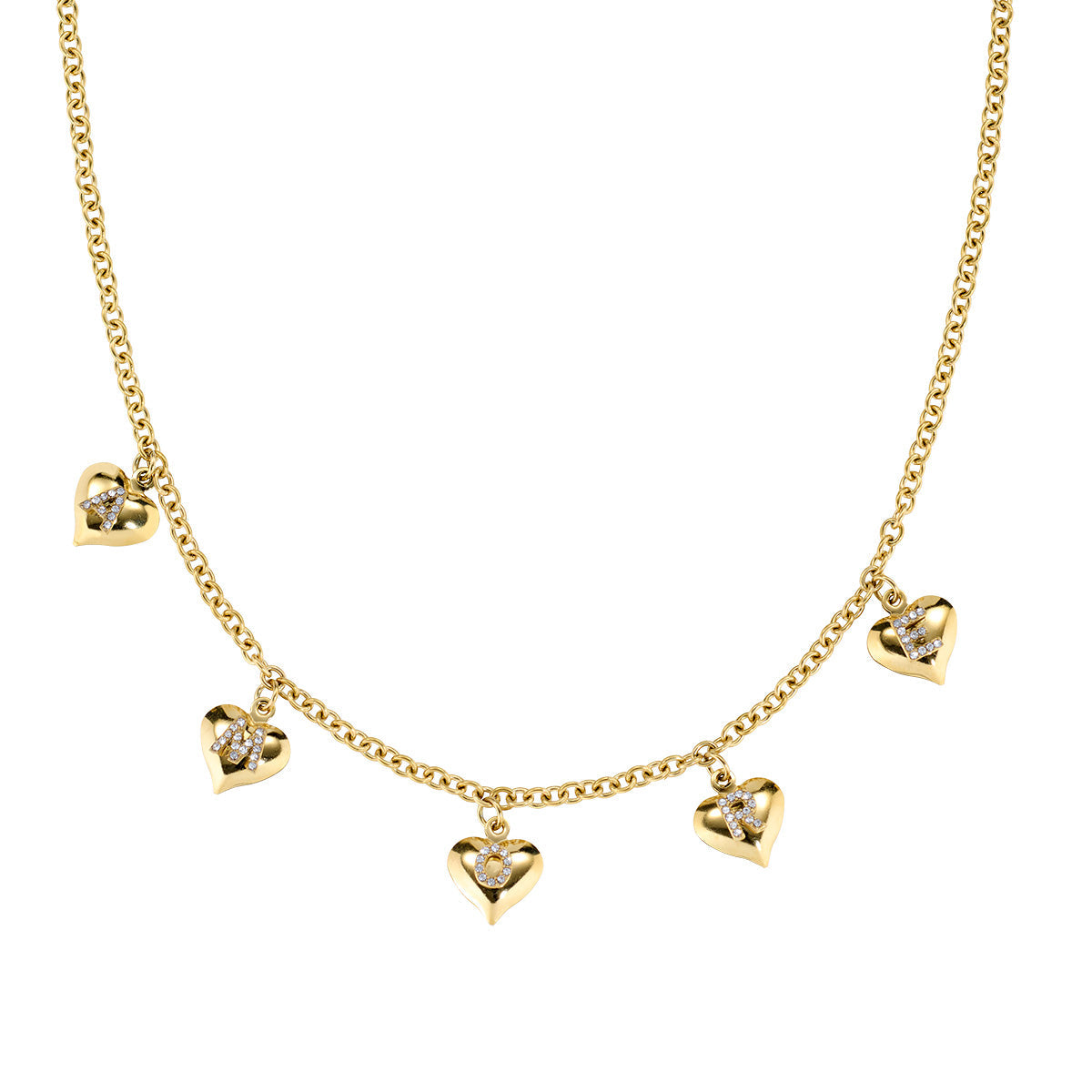 Collana in Acciaio con zirconi bianchi - Oro - Lungh.  40 + 5 cm (mod. ACCL815055G)