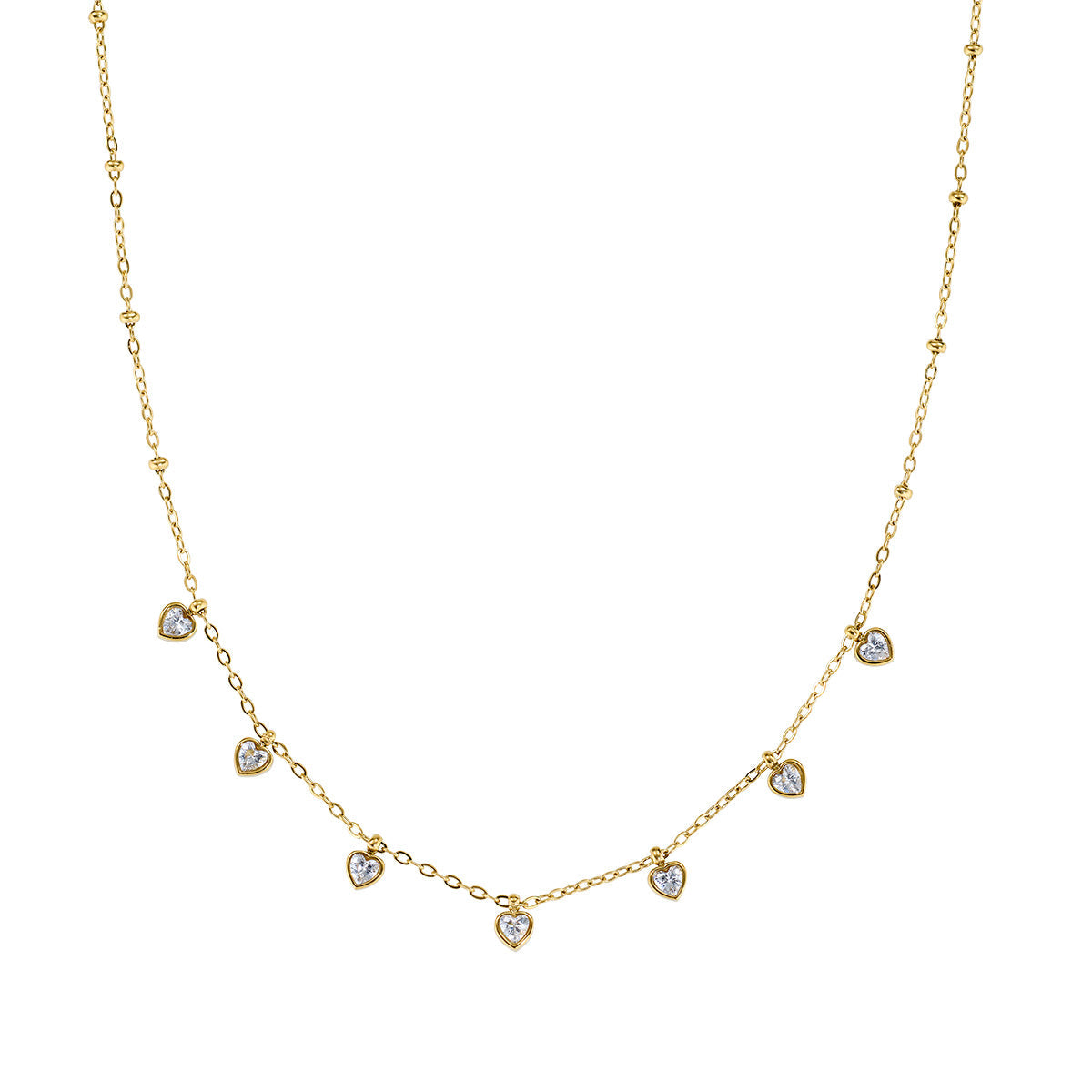 Collana in Acciaio con zirconi bianchi - Oro - Lungh.  40 + 5 cm (mod. ACCL815625G)