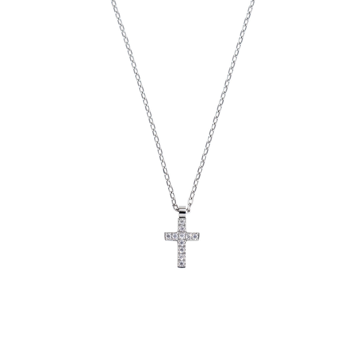 Collana in Acciaio con zirconi bianchi - Oro - Lungh.  40 + 5 cm (mod. ACCL817022B)