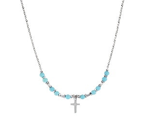 Collana in Acciaio con agata turchese - Acciaio - Lungh.  40 + 5 cm