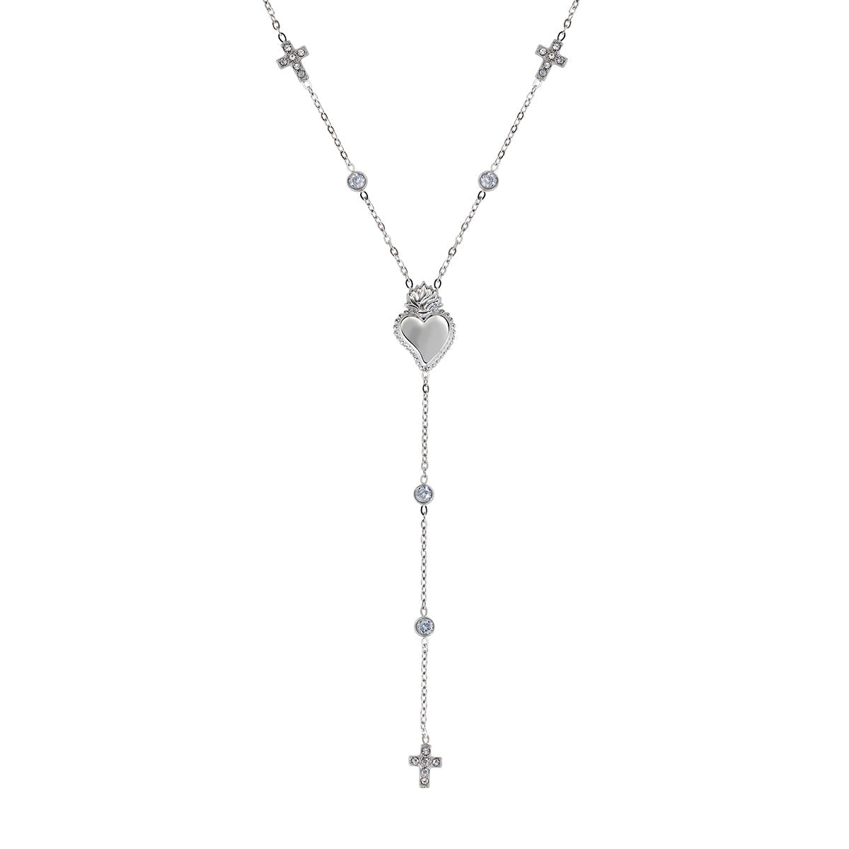 Collana in Acciaio con zirconi bianchi - Acciaio - Lungh.  40 + 5 cm (mod. ACCL818390B)
