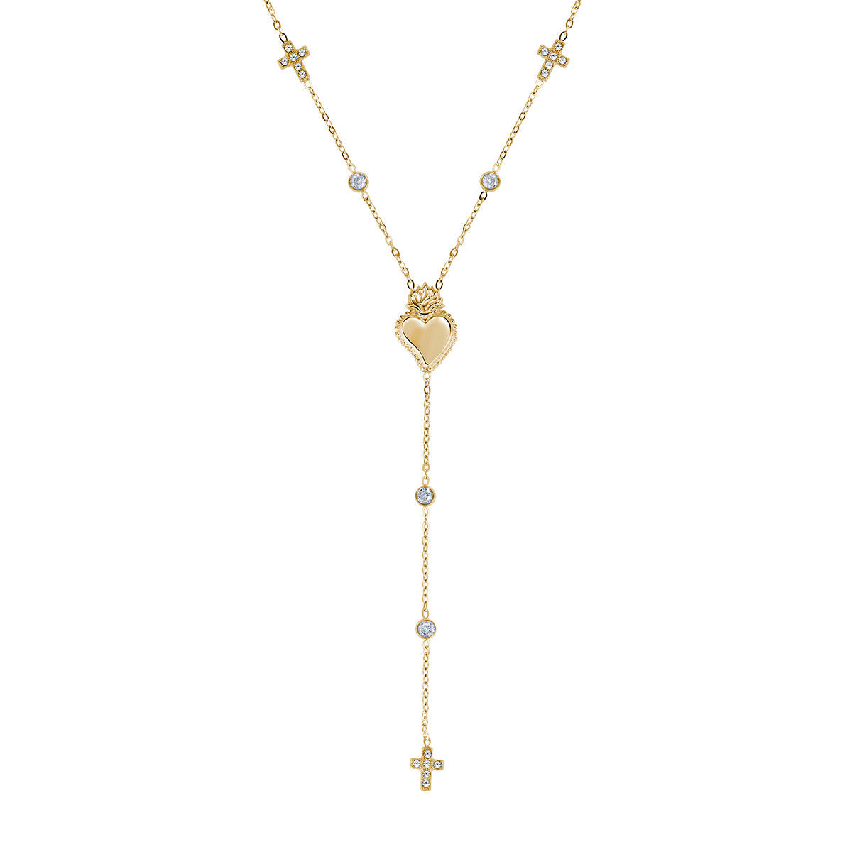 Collana in Acciaio con zirconi bianchi - Oro - Lungh.  40 + 5 cm (mod. ACCL818390G)