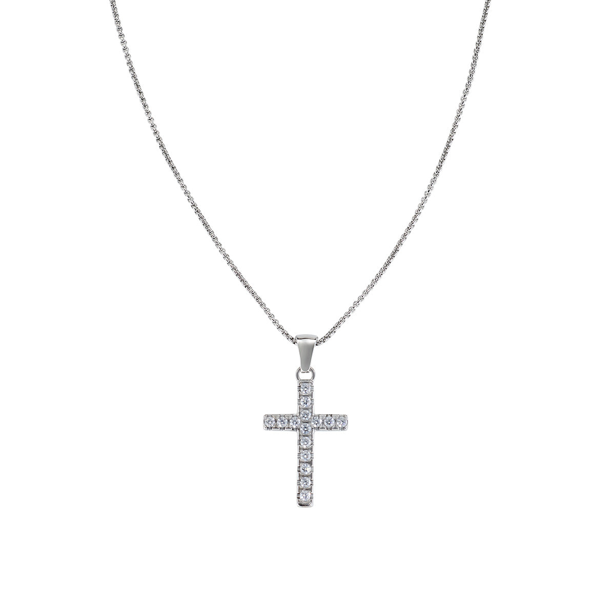 Collana in Acciaio con zirconi bianchi - Acciaio - Lungh.  40 + 5 cm (mod. ACCL818391B)