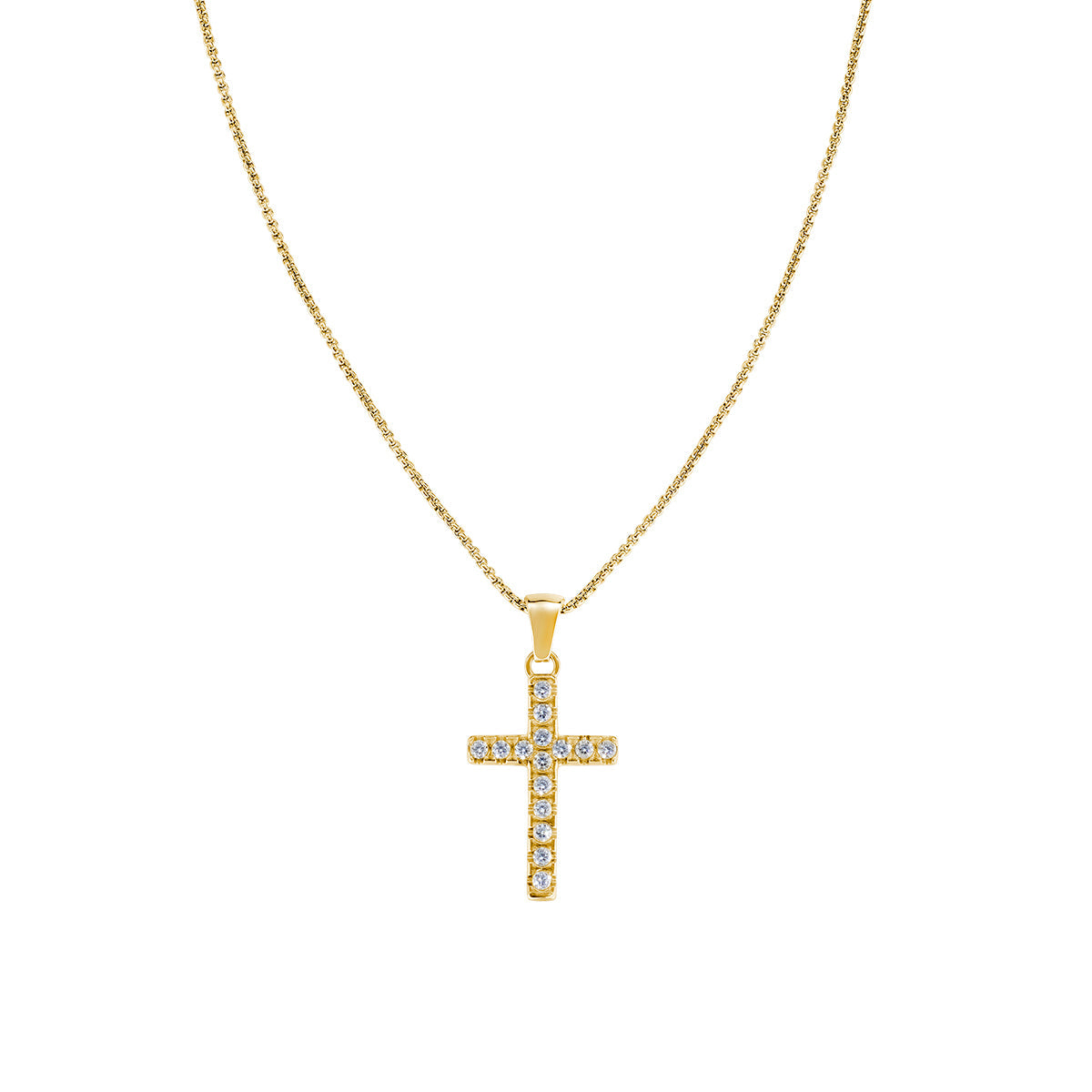 Collana in Acciaio con zirconi bianchi - Oro - Lungh.  40 + 5 cm (mod. ACCL818391G)