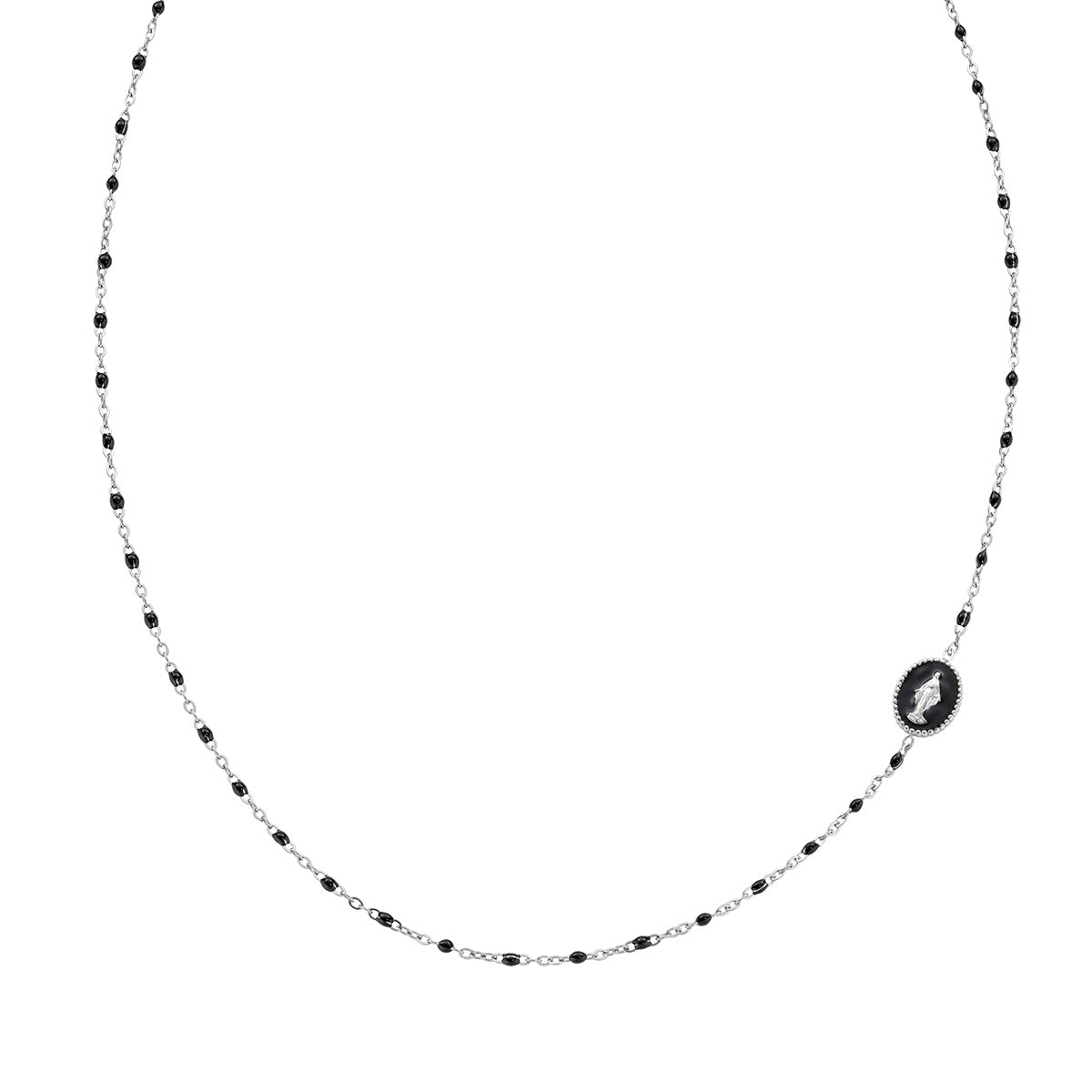 Collana in Acciaio con smalto nero - Acciaio - Lungh. 40 + 5 cm
