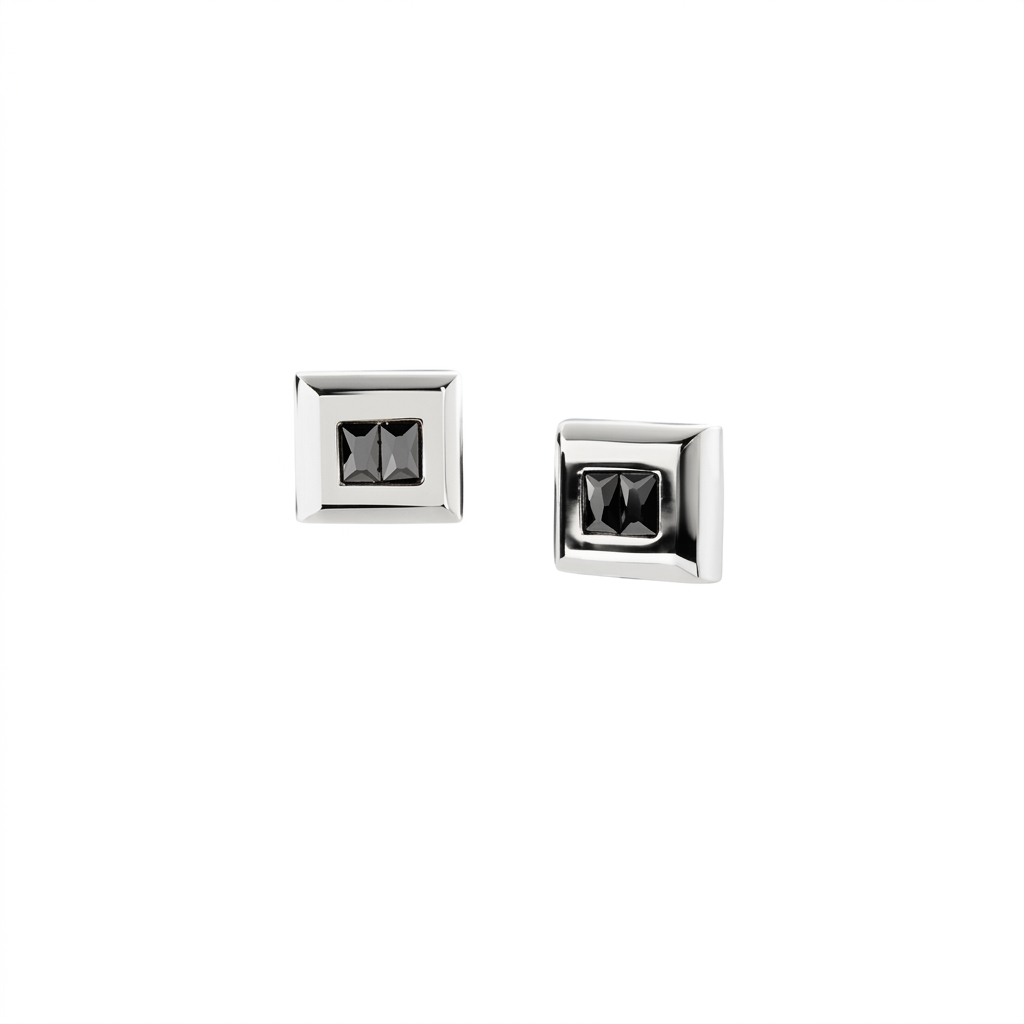 Orecchini in Acciaio 316L con zirconi neri - Acciaio - 7 x 7 mm