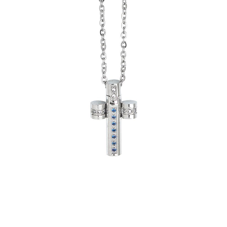 Collana con crocefisso e zirconi bianchi e blu Default Title
