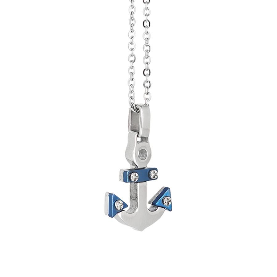 Collana con pendente ad ancora e pvd blu Default Title