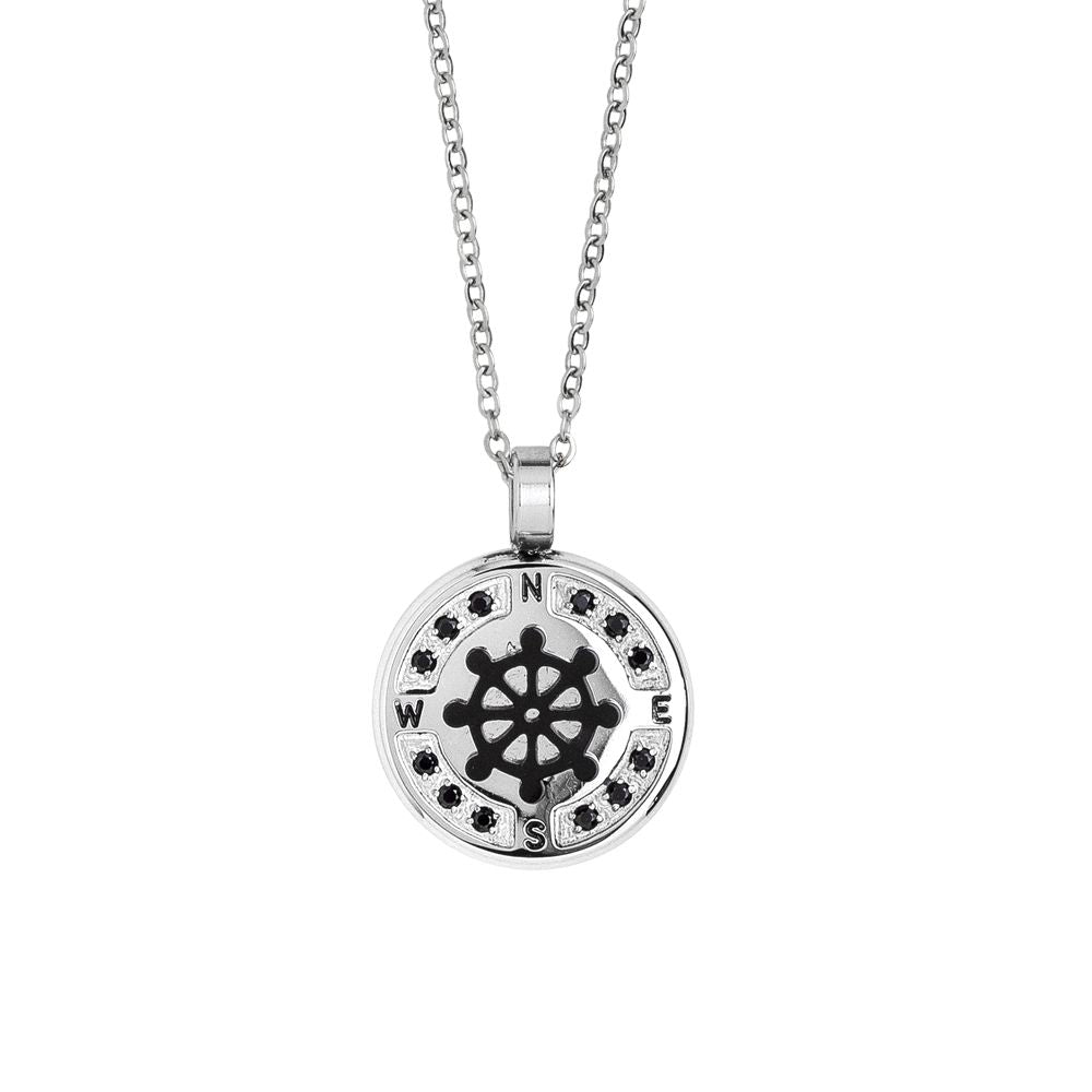 Collana con timone in pvd nero e spinelli Default Title