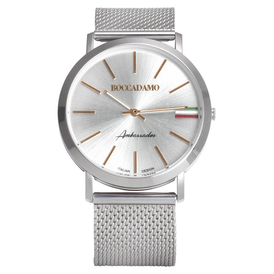 Orologio con cinturino mesh silver, quadrante silver e tricolore Default Title