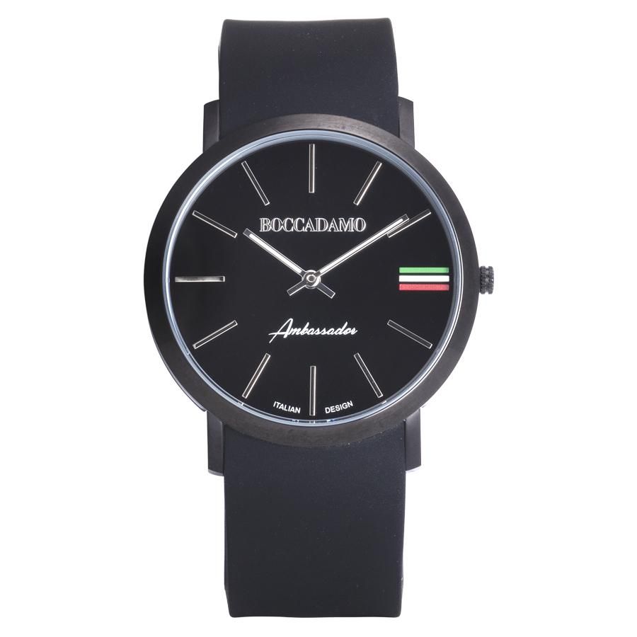 Orologio con cinturino in silicone, quadrante nero, ghiera nera e tricolore Default Title