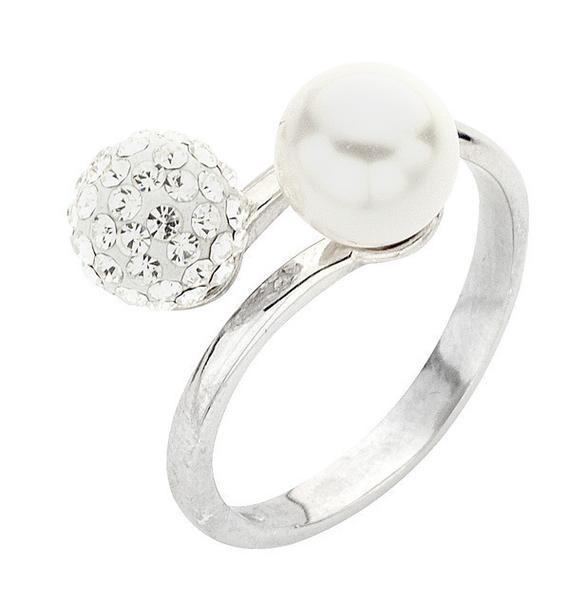 Anello in argento con perle Swarovski bianche e strass Default Title