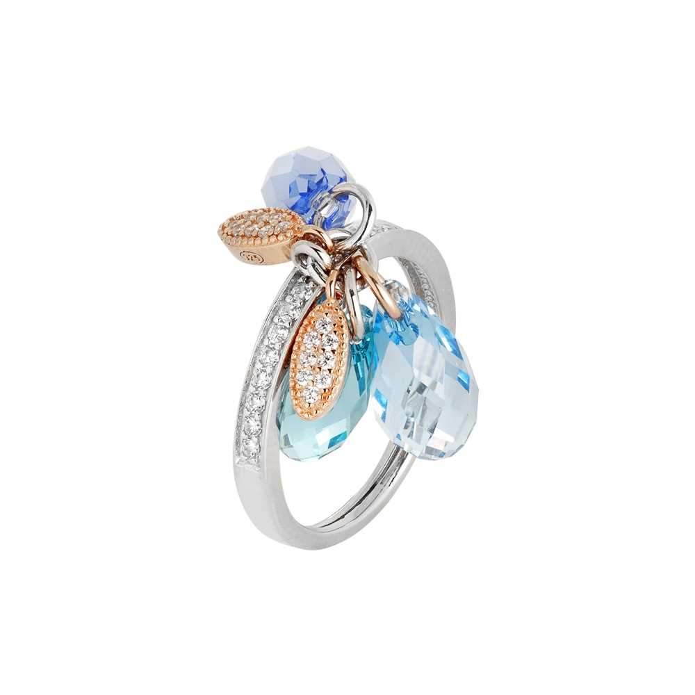 Anello in argento con ciuffetto di Swarovski dalle sfumature azzurre e zirconi Default Title
