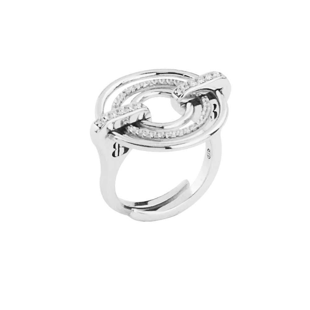 Anello in argento con cerchi concentrici e zirconi Default Title