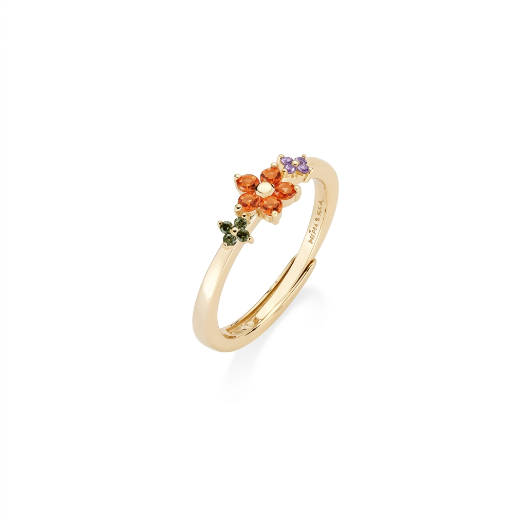 Anello in Argento 925 con zirconi multicolor - Oro - Mis. 3 16/20