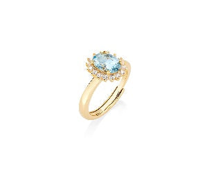 Anello in Argento 925 con zircone london blue e zirconi bianchi - Oro - Mis. 2 10/14
