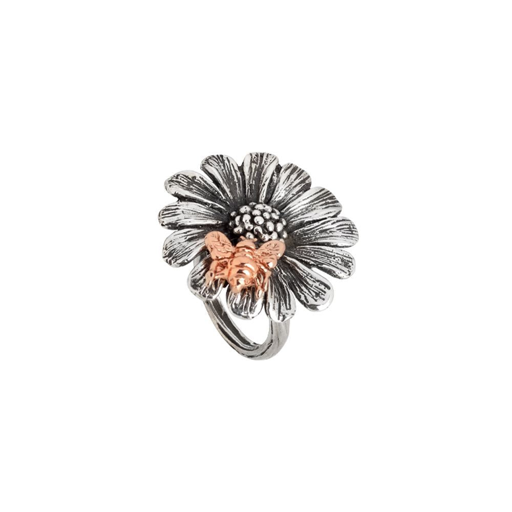 Anello margherita in argento brunito con ape rosata Default Title