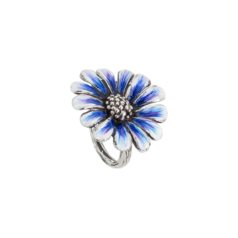 Anello margherita in argento brunito e dipinto nelle sfumature del blu Default Title
