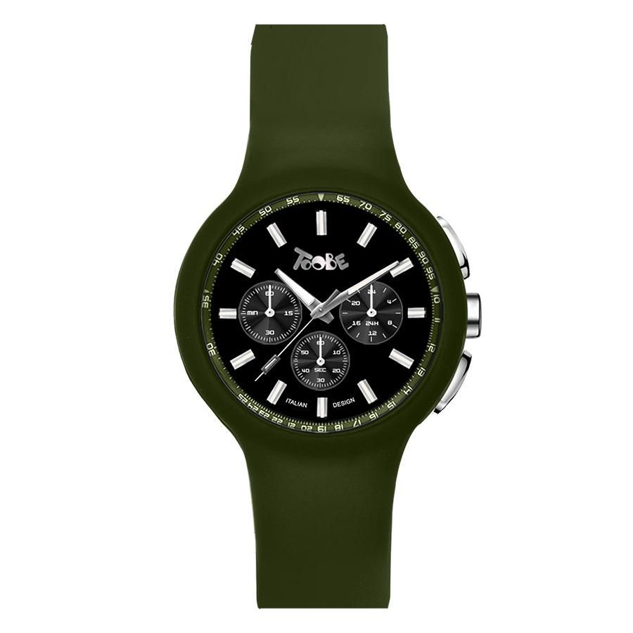 Orologio in silicone anallergico verde militare e contatori neri Default Title
