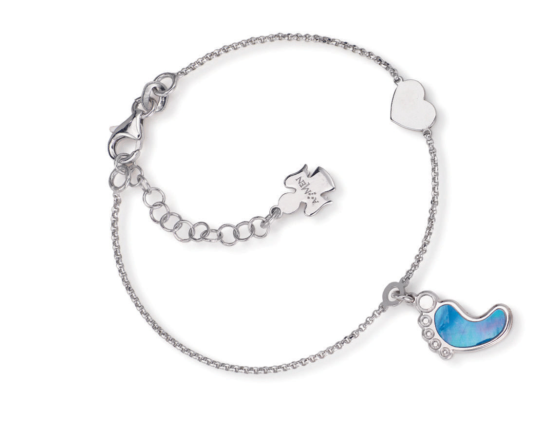 Bracciale in AG925 e Madreperla blu   (Lung. 16+2cm - charm h 1,5cm) Default Title