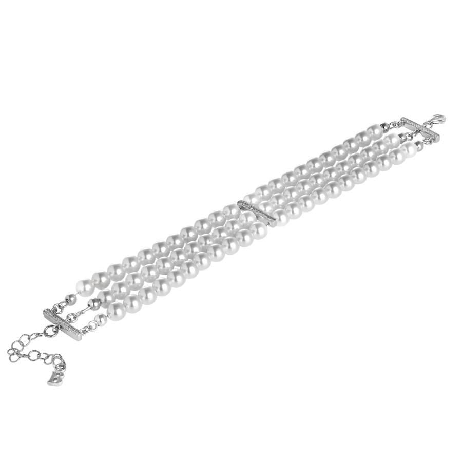 Bracciale multifilo di perle Swarovski con inserti in argento e zirconi Default Title