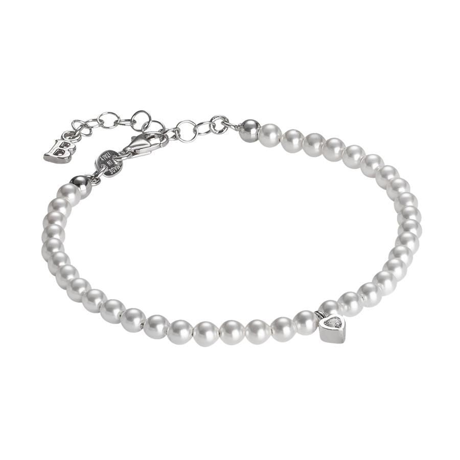Bracciale in perle Swarovski e cuore centrale in zirconi Default Title
