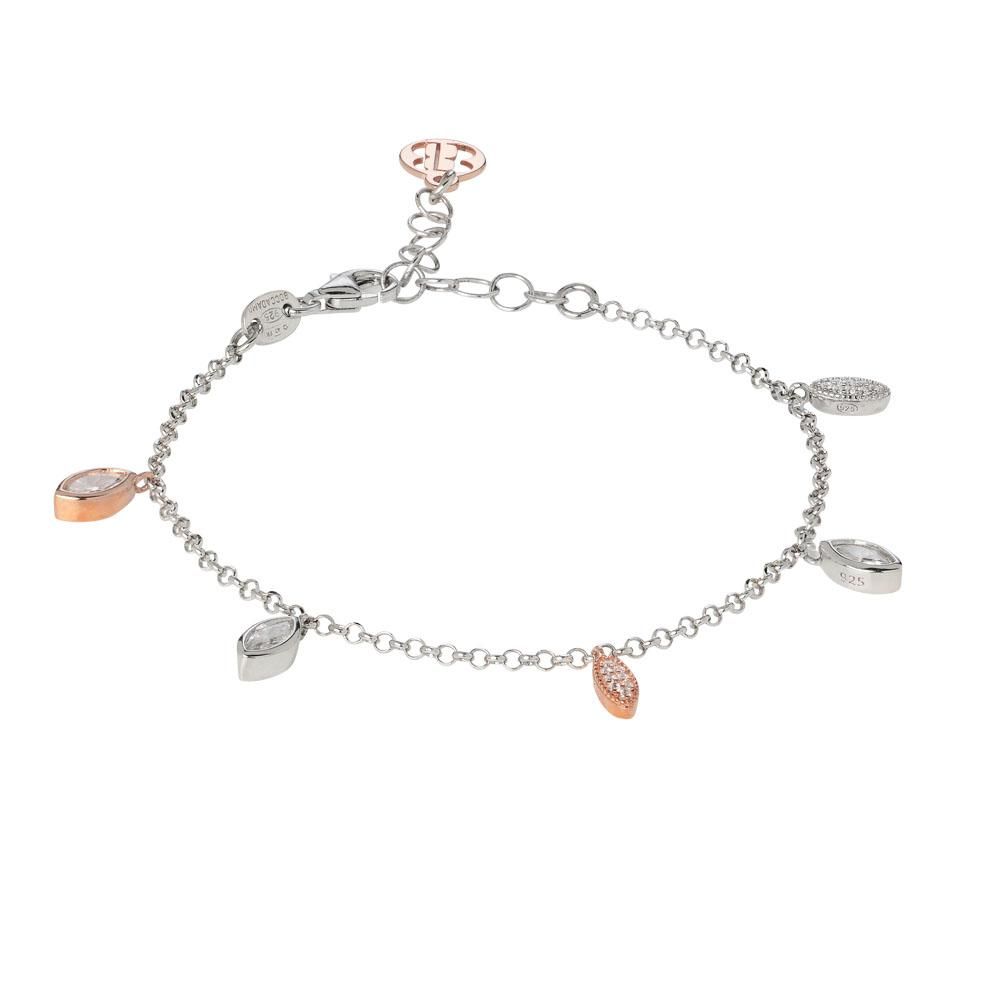 Bracciale con pendenti bicolor di zirconi taglio brillante Default Title