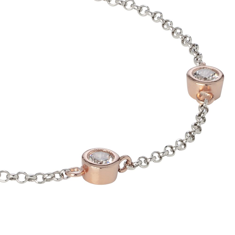 Bracciale bicolor con passanti di zirconi taglio diamante Default Title