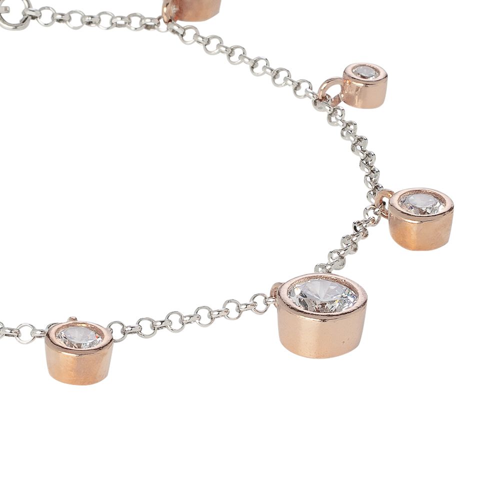 Bracciale bicolor con pendenti di zirconi taglio diamante Default Title