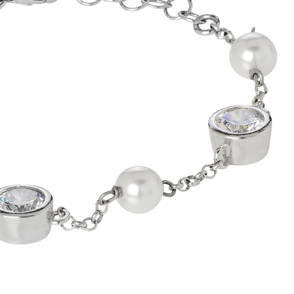 Bracciale con passanti di zirconi taglio diamante e perle bianche Swarovski Default Title