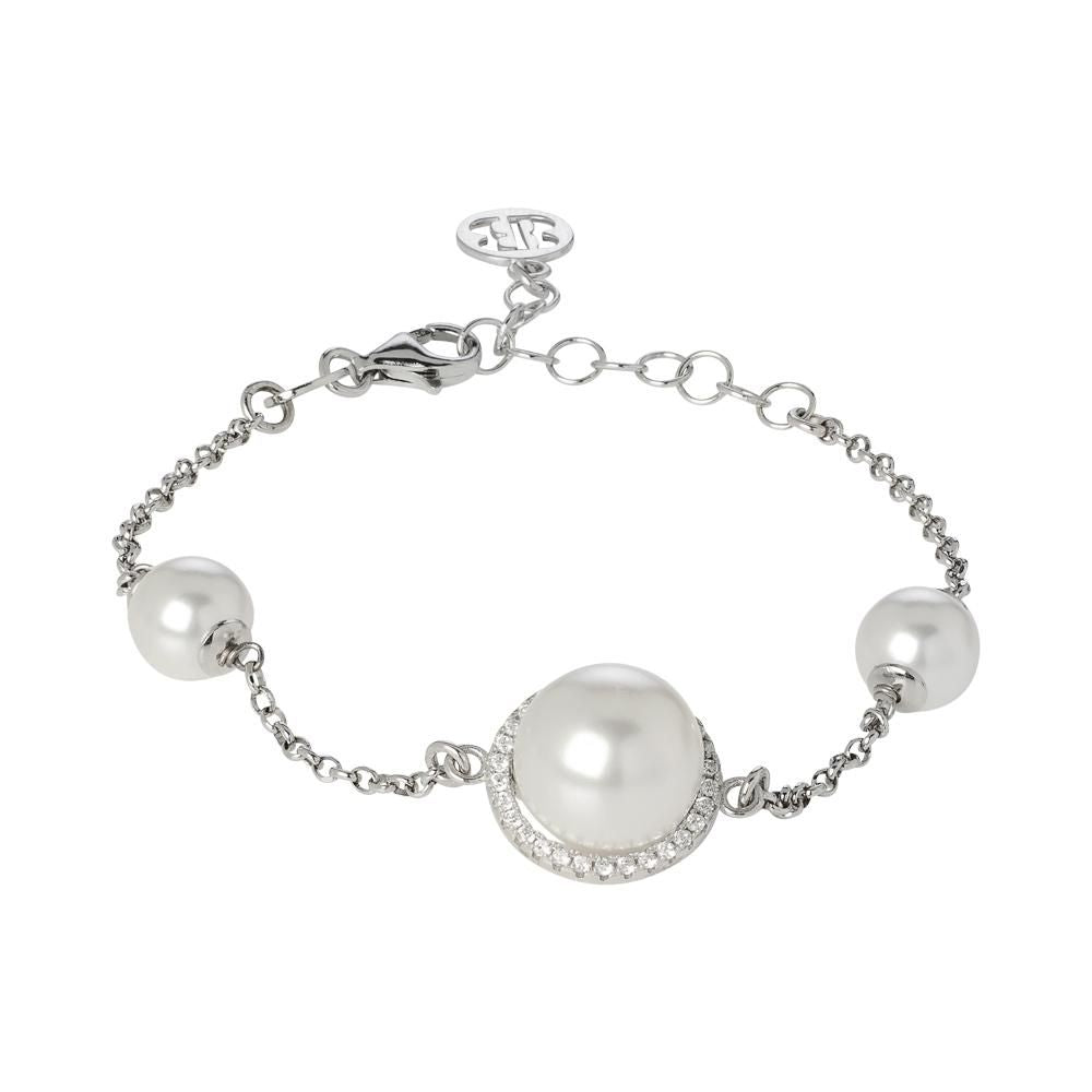 Bracciale con perle bianche Swarovski e pavè di zirconi Default Title