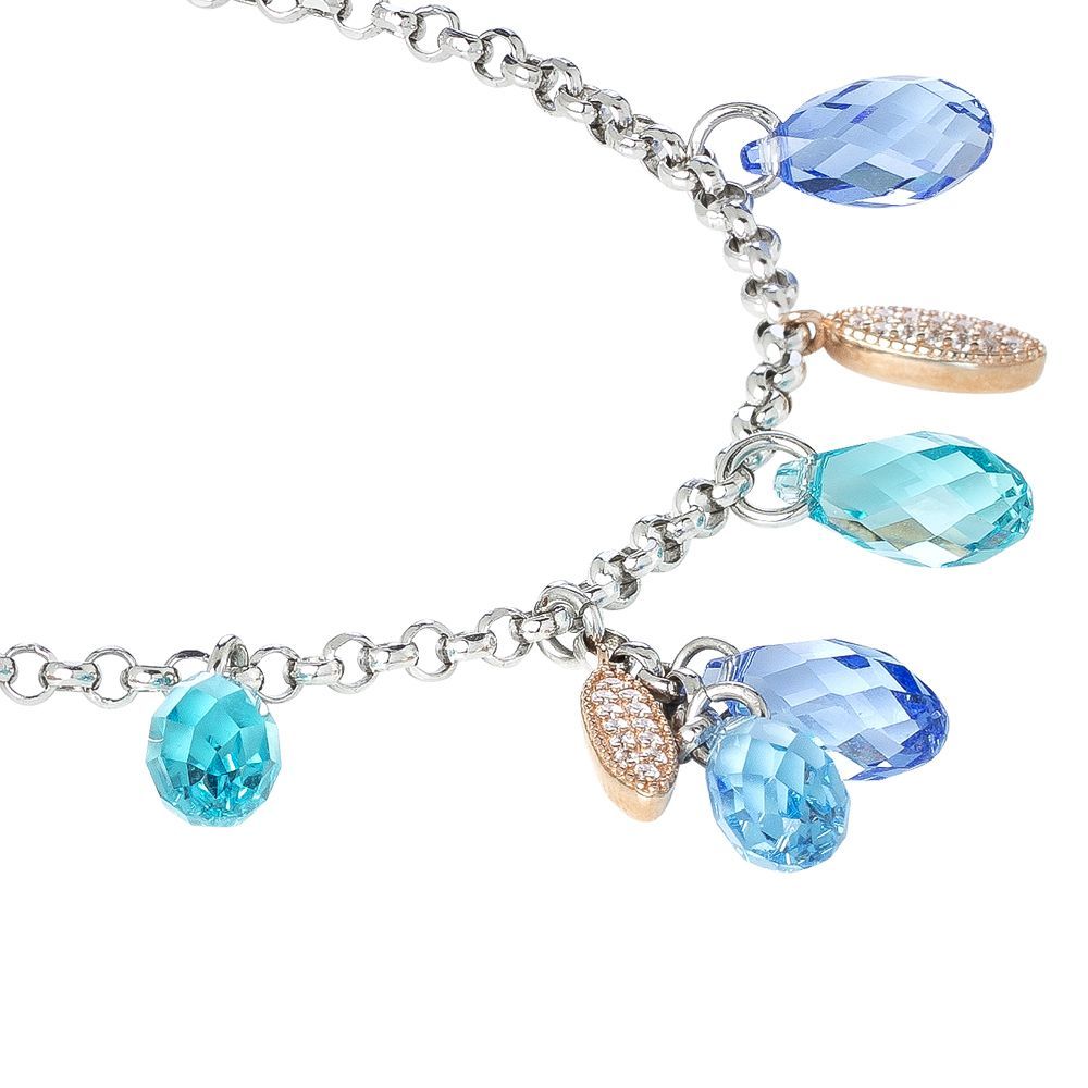 Bracciale bicolor con Swarovski dalle sfumature azzurre e zirconi Default Title