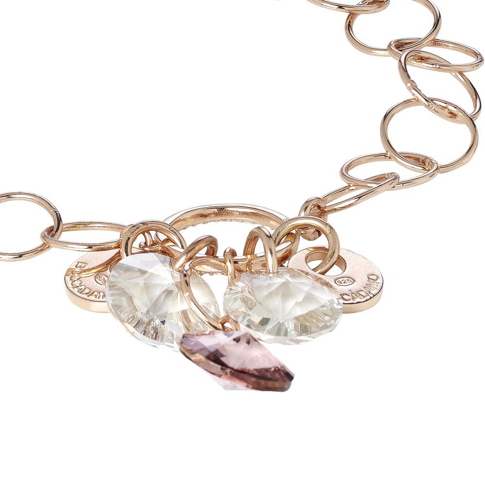 Bracciale rollò in argento placcato oro rosa con zirconi e ciuffetto di swarovski Default Title