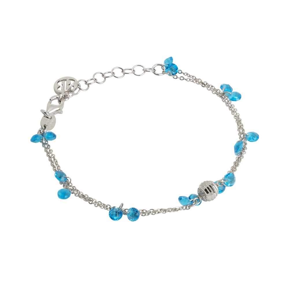 Bracciale doppio filo con zirconi acquamarina Default Title