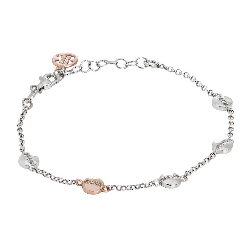 Bracciale in argento con elementi circolari bicolor e zirconi Default Title