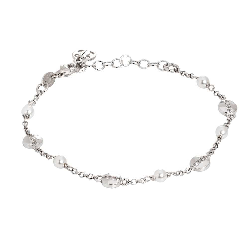 Bracciale con perle Swarovski ed elementi circolari con zirconi Default Title