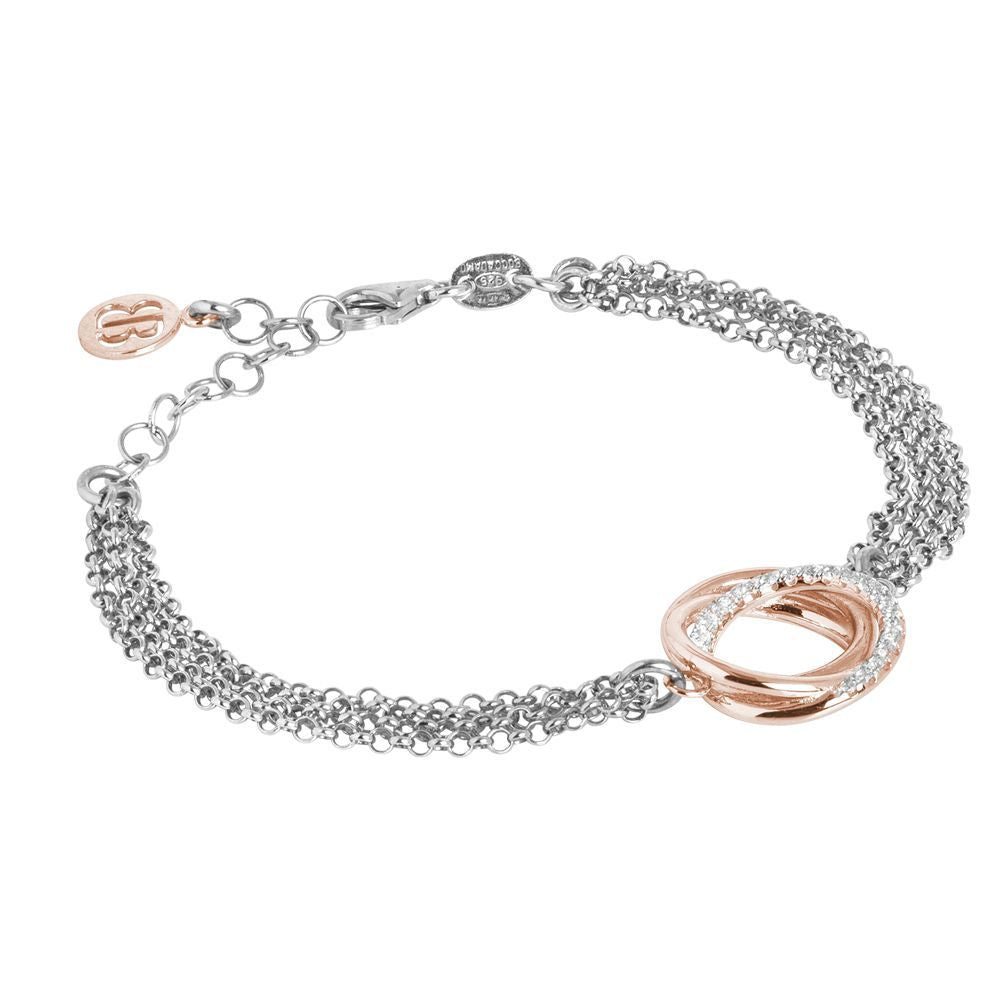 Bracciale doppio filo in argento rodiato con decoro bicolor in zirconi Default Title