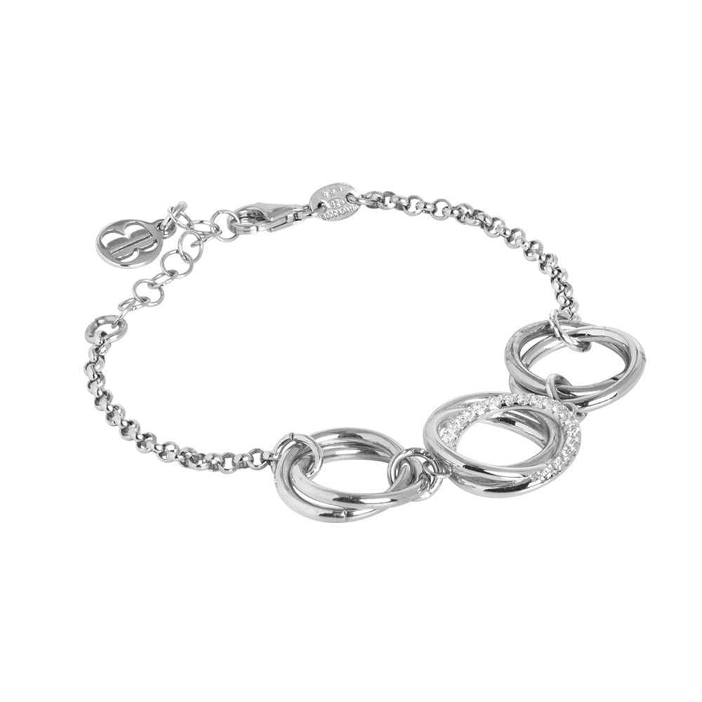 Bracciale in argento con cerchi intrecciati e zirconi Default Title