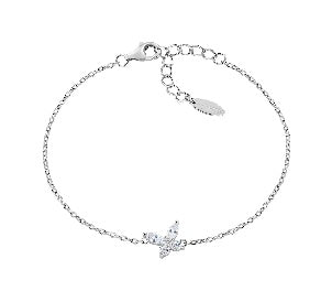 Bracciale in Argento 925 con zirconi bianchi - Rodio - Lungh. 16 + 3 cm