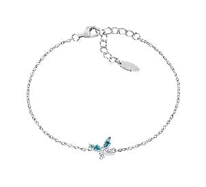 Bracciale in Argento 925 con zirconi london blue e bianchi - Rodio - Lungh. 16 + 3 cm