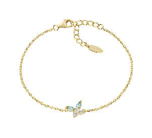 Bracciale in Argento 925 con zirconi london blue e bianchi - Oro - Lungh. 16 + 3 cm