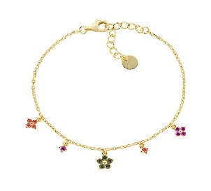 Bracciale in Argento 925 con zirconi multicolor - Oro - Lungh. 16 + 3 cm (mod. BRFIMGOL1)