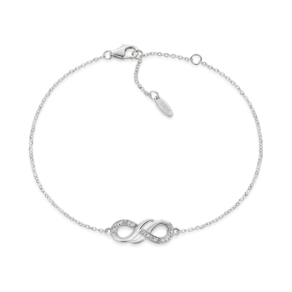 Bracciale in Argento 925 con zirconi bianchi - Rodio - Lungh. 16 + 3 cm (mod. BRINLUBBZ)