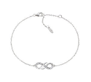 Bracciale in Argento 925 con zirconi bianchi - Rodio - Lungh. 16 + 3 cm (mod. BRINLUBBZ)