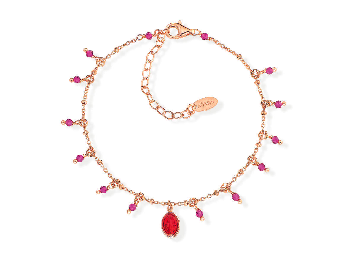 Bracciale in AG925- cristalli e smalto rosso  (Lungh. 16+3cm) Default Title